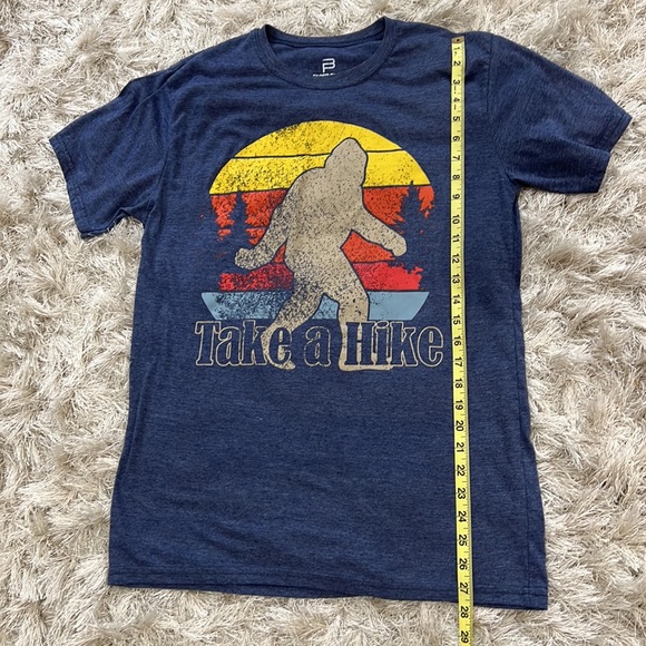 Take a Hike Bigfoot in the mountains with sunset size medium short sleeve tshirt - Picture 4 of 7